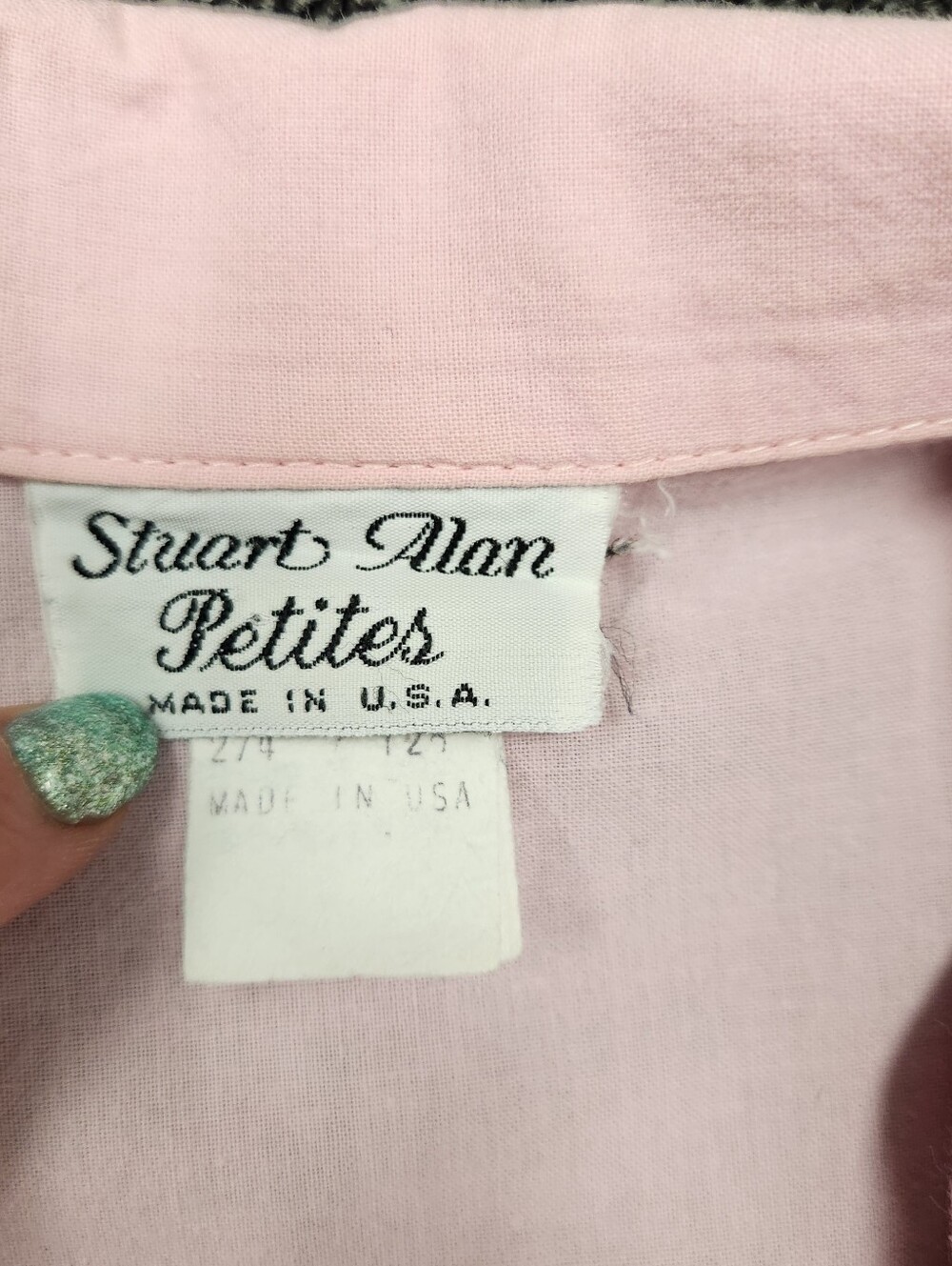 Vintage Stuart Alan Petites Pink Cotton Midi Shirt Dress Elastic Waist - Picture 6 of 10